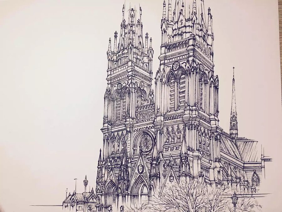 針管筆手繪建筑 石城小杰的原創(chuàng)繪畫(huà)世界